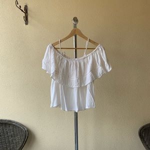 Japna White tank top cold shoulder top Sz L